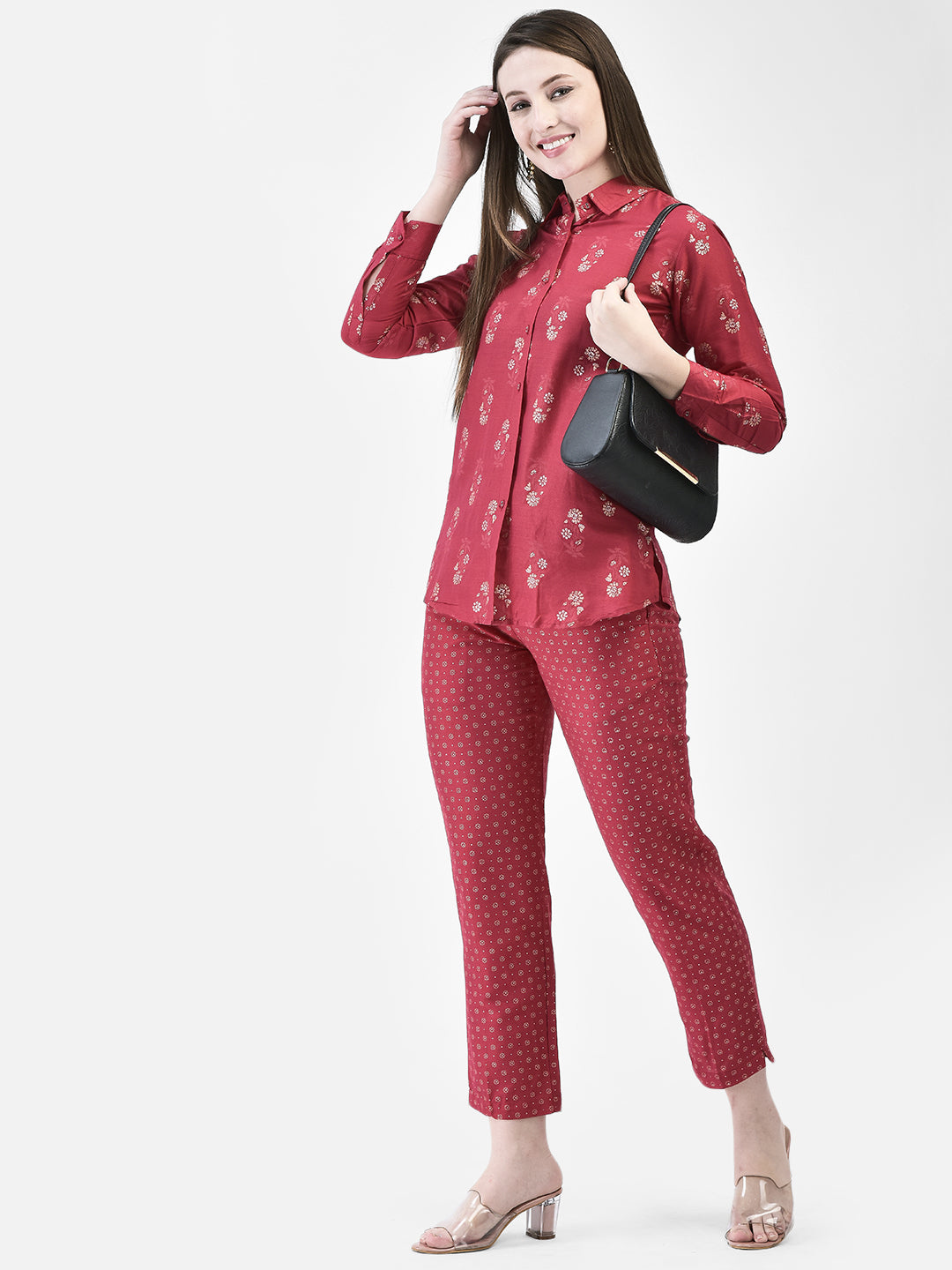Span Pink Mandarin Cotton Co-Ord Set(Set of 2)
