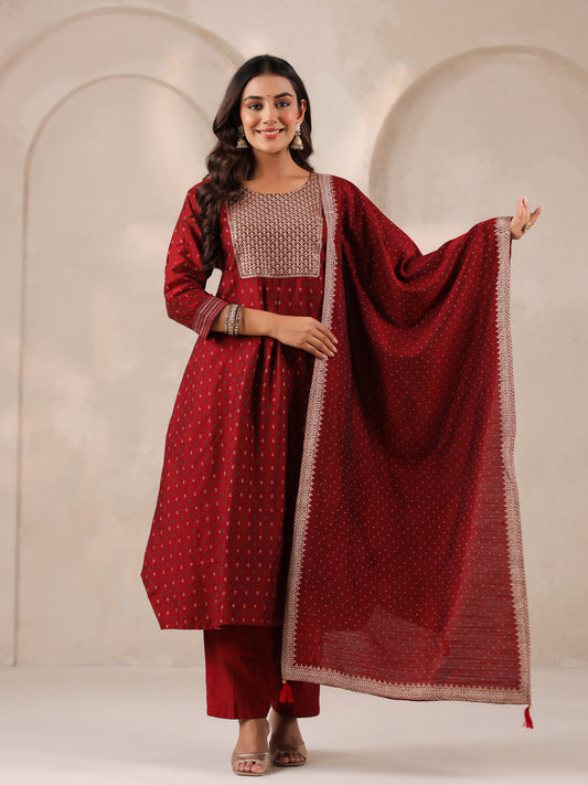 Span Burgundy Visocse Dupatta
