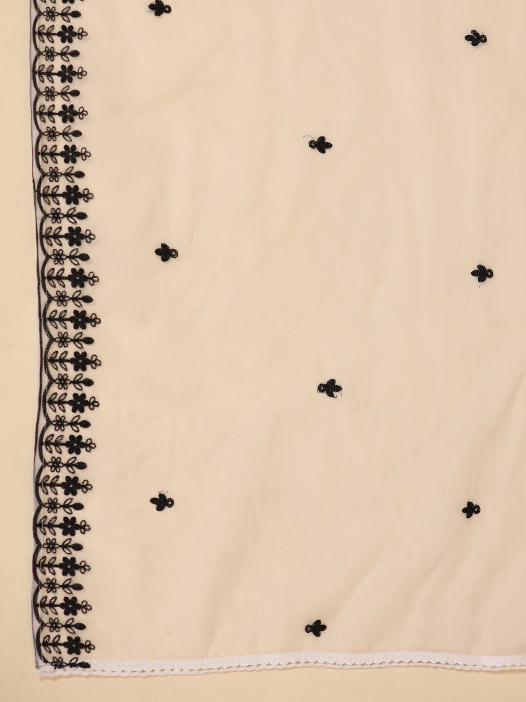 Span White V Neck Rayon Kurta Set with Dupatta
