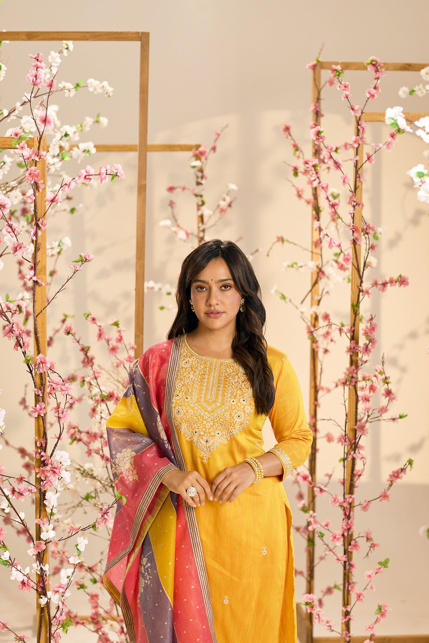 Span yellow Silk Festive Pant