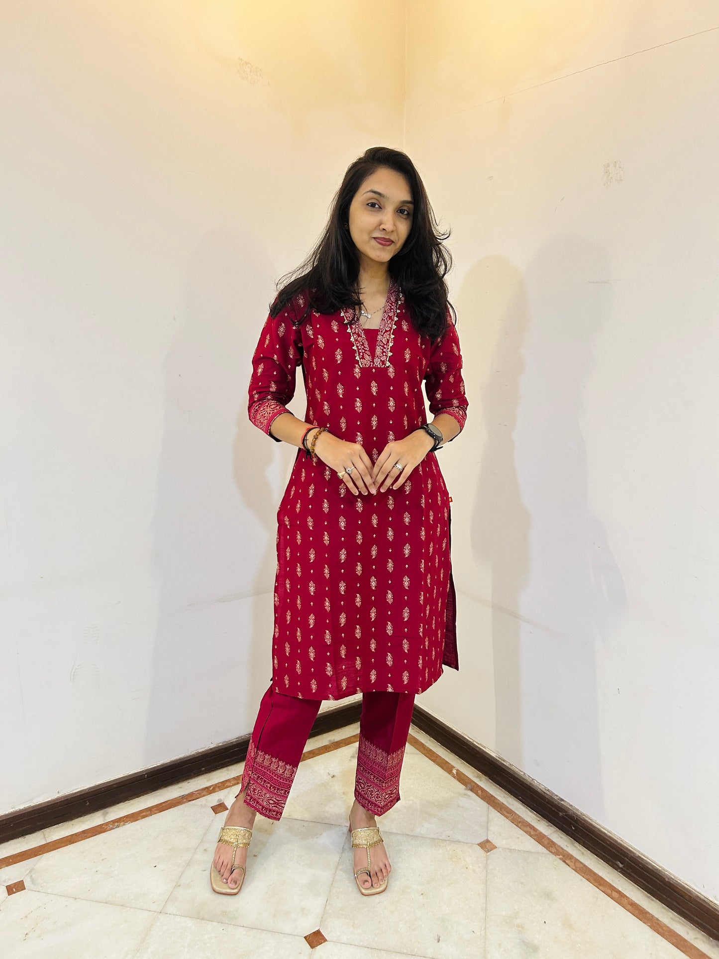 Span Mullberry V Neck Silk Co-Ord Set(Set of 2)
