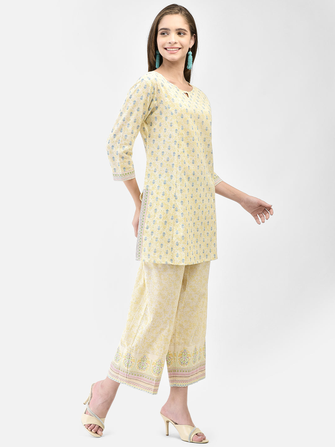 Span White Round Neck Cotton 2PCS SET