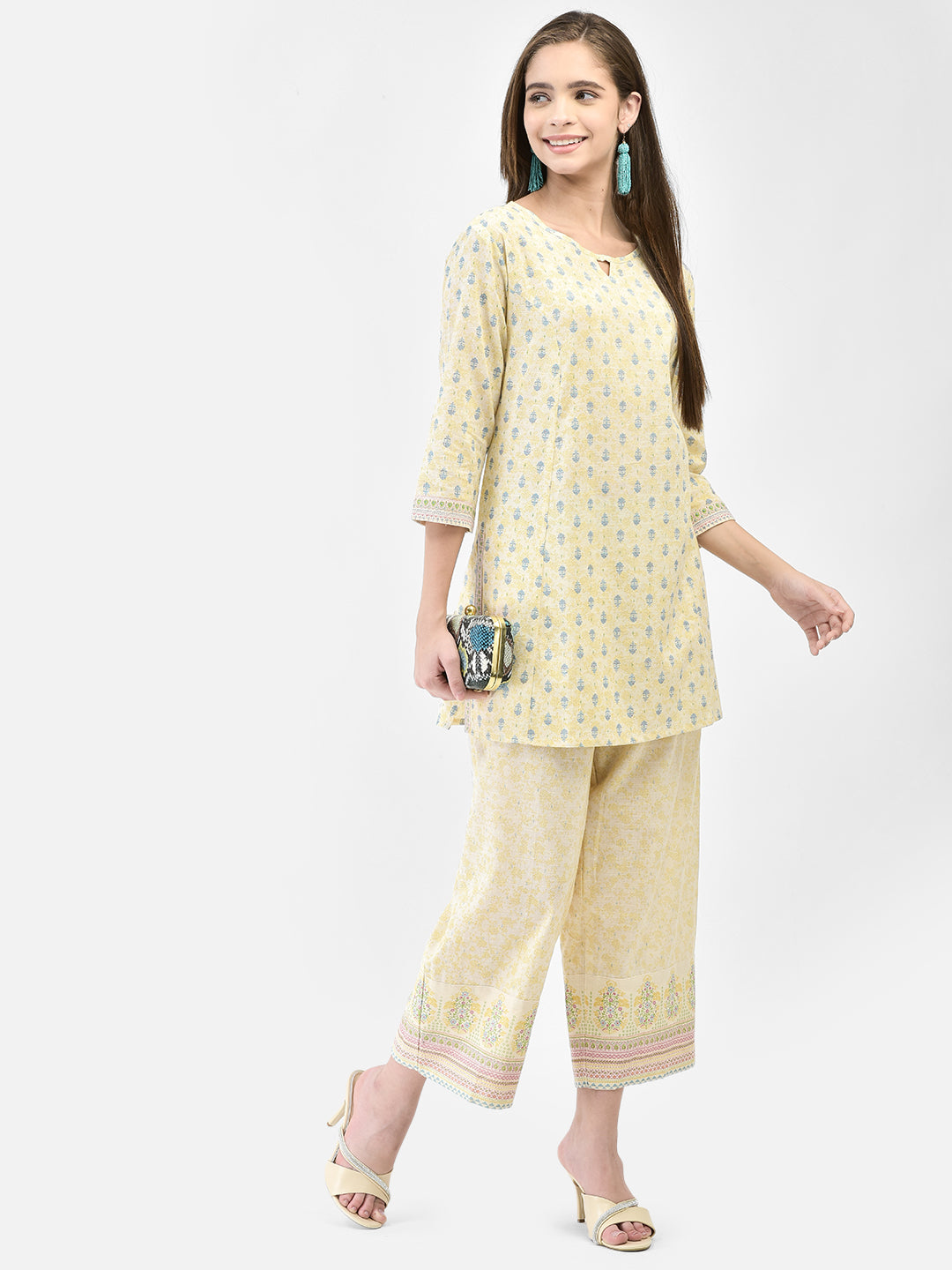 Span White Round Neck Cotton 2PCS SET