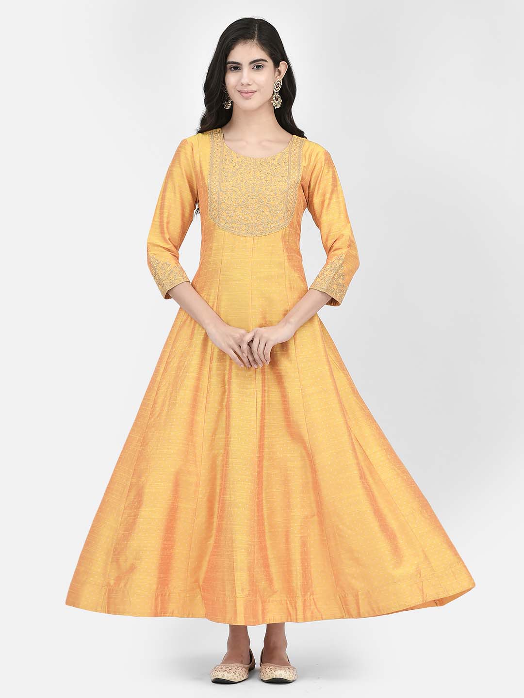 Span Yellow Silk Festive Gown