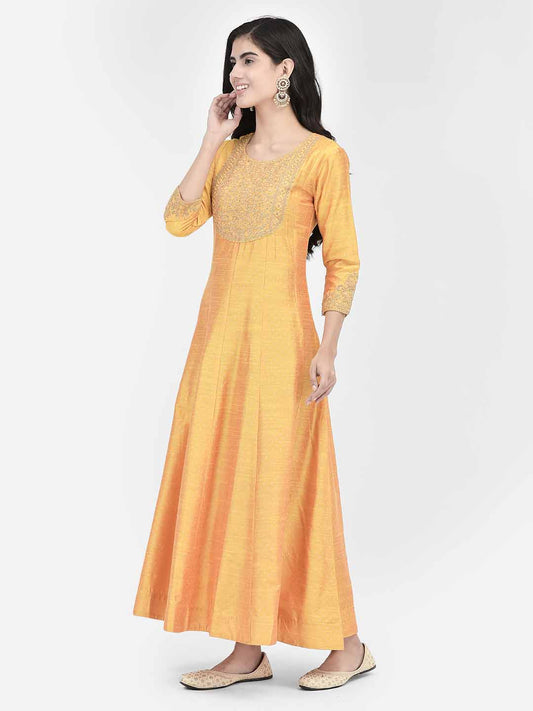 Span Yellow Silk Festive Gown