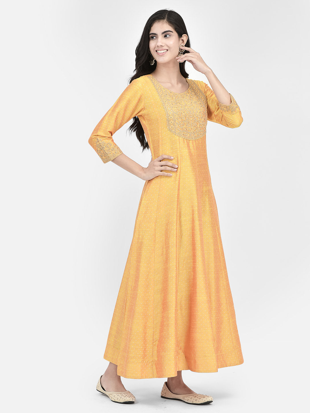 Span Yellow Silk Festive Gown