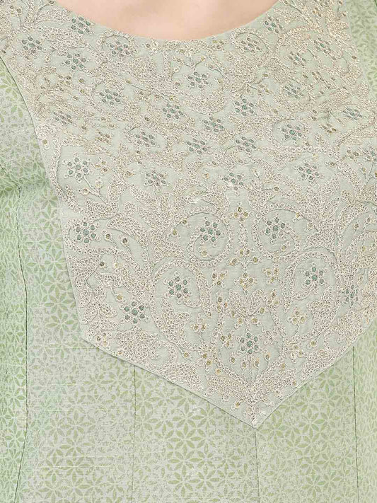 Span Green Silk Festive Gown