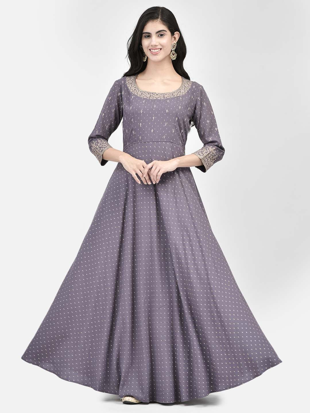 Span Purple Silk Festive Gown