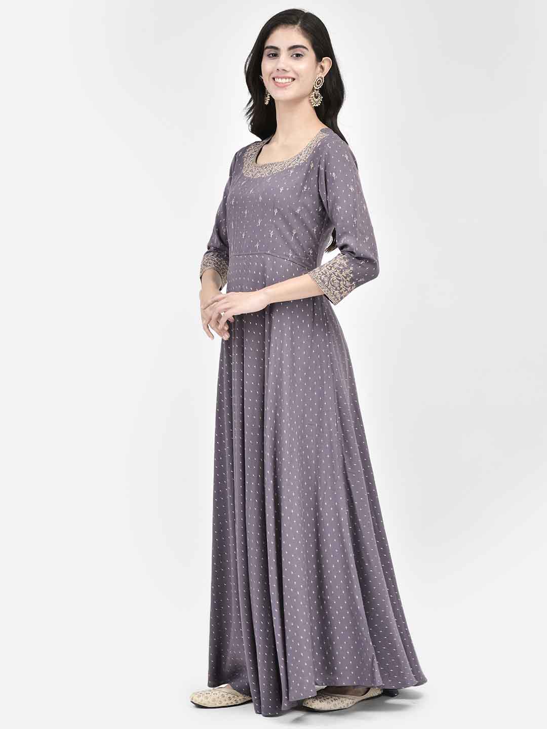 Span Purple Silk Festive Gown