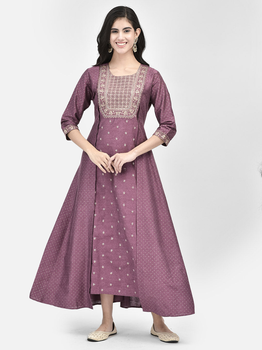 Span Purple Silk Festive Gown