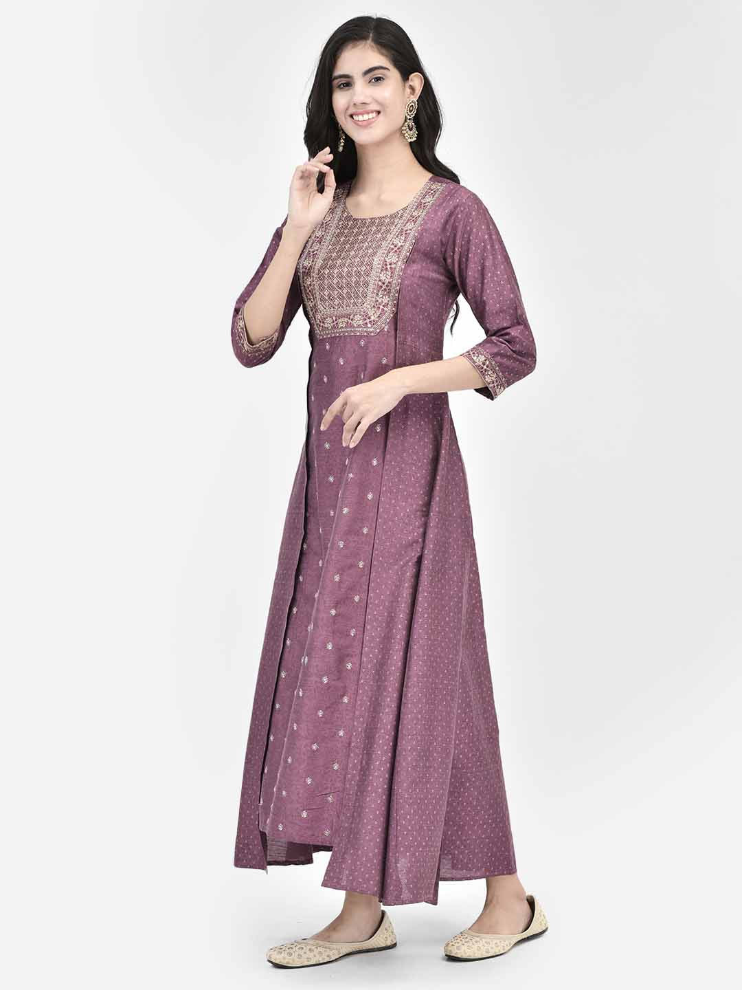 Span Purple Silk Festive Gown