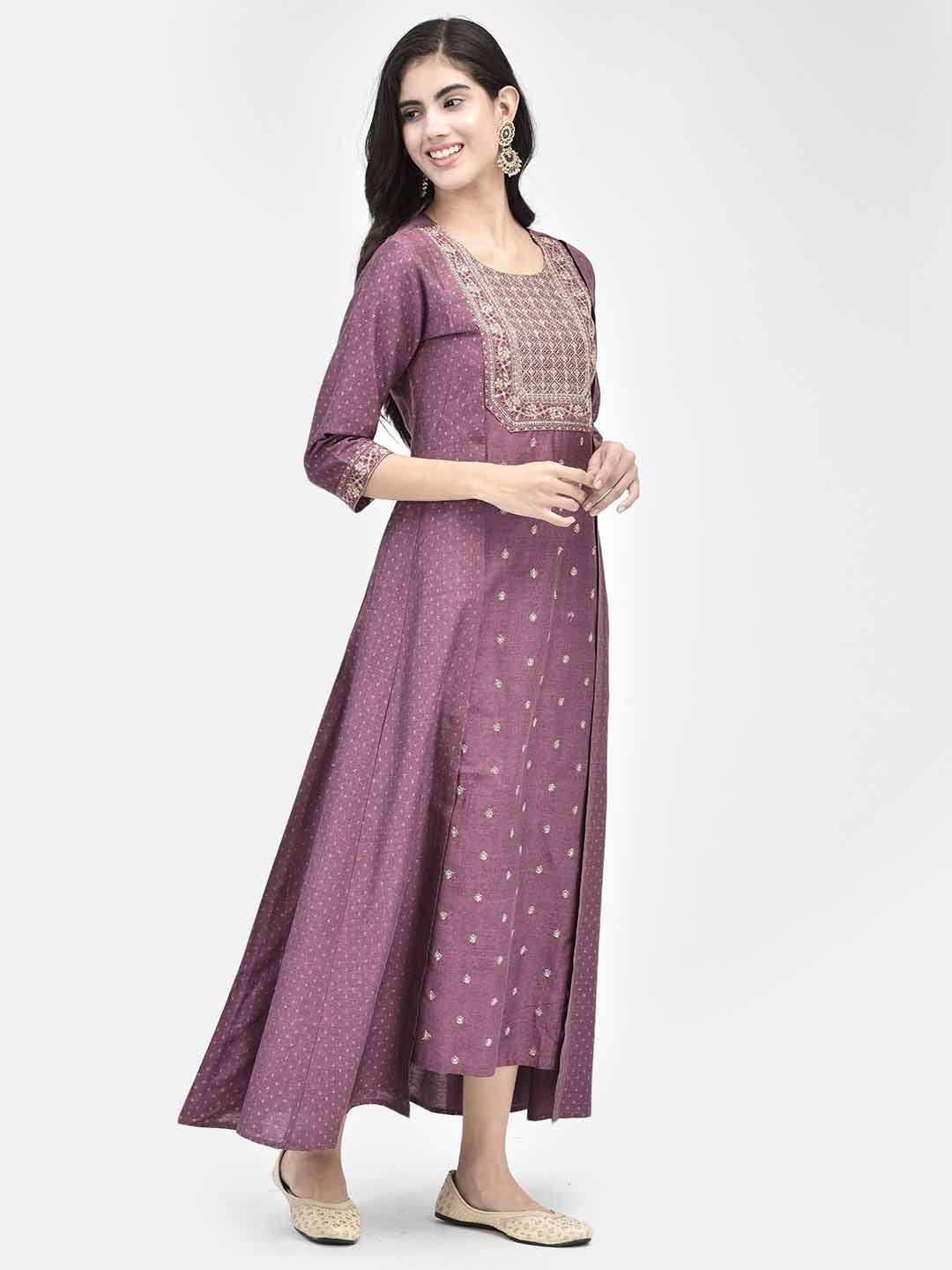 Span Purple Silk Festive Gown