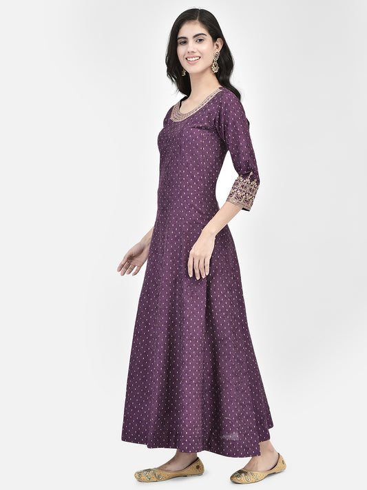 Span Purple Silk Festive Gown