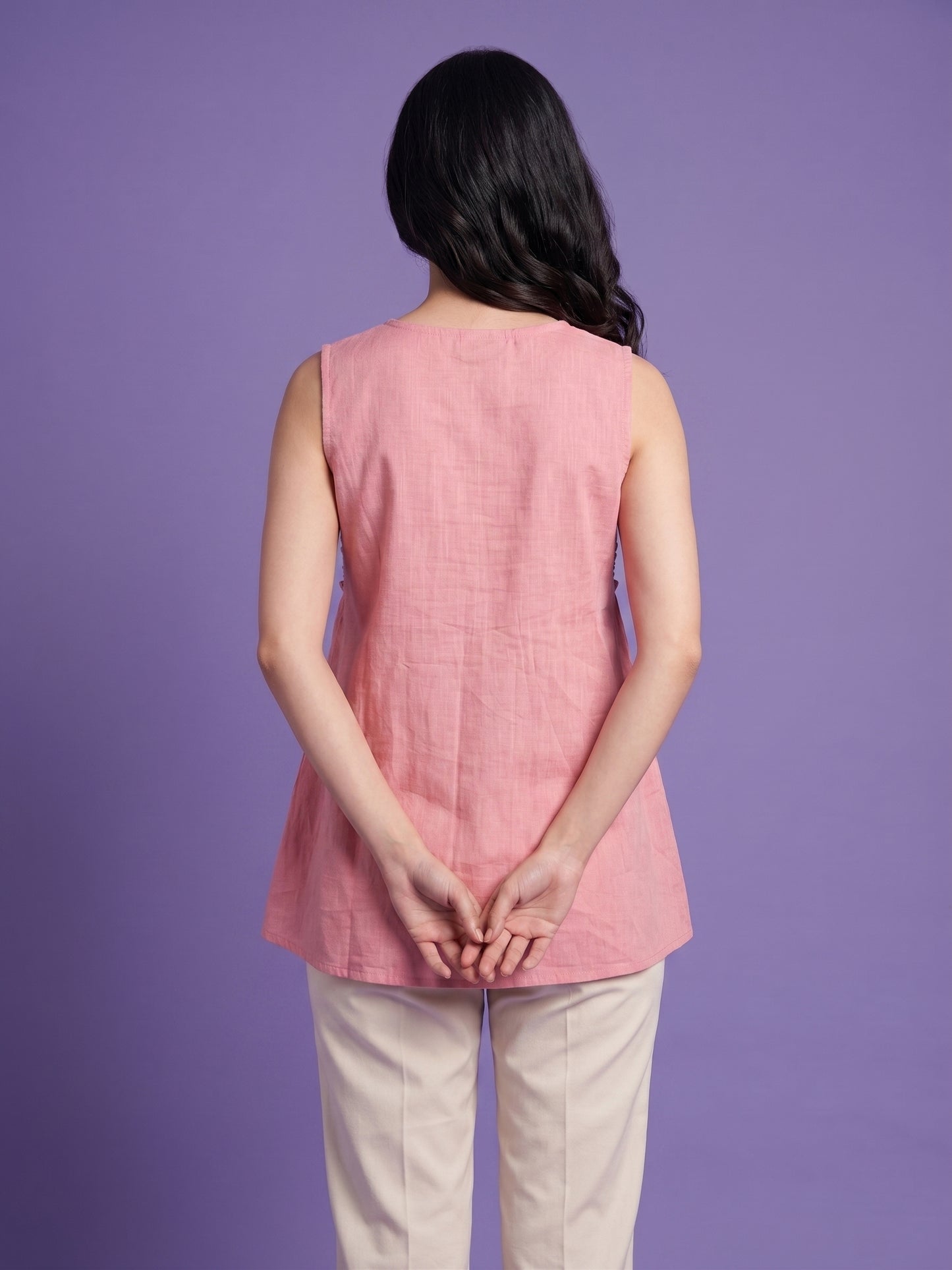 Embroidered Peplum Tunic Top