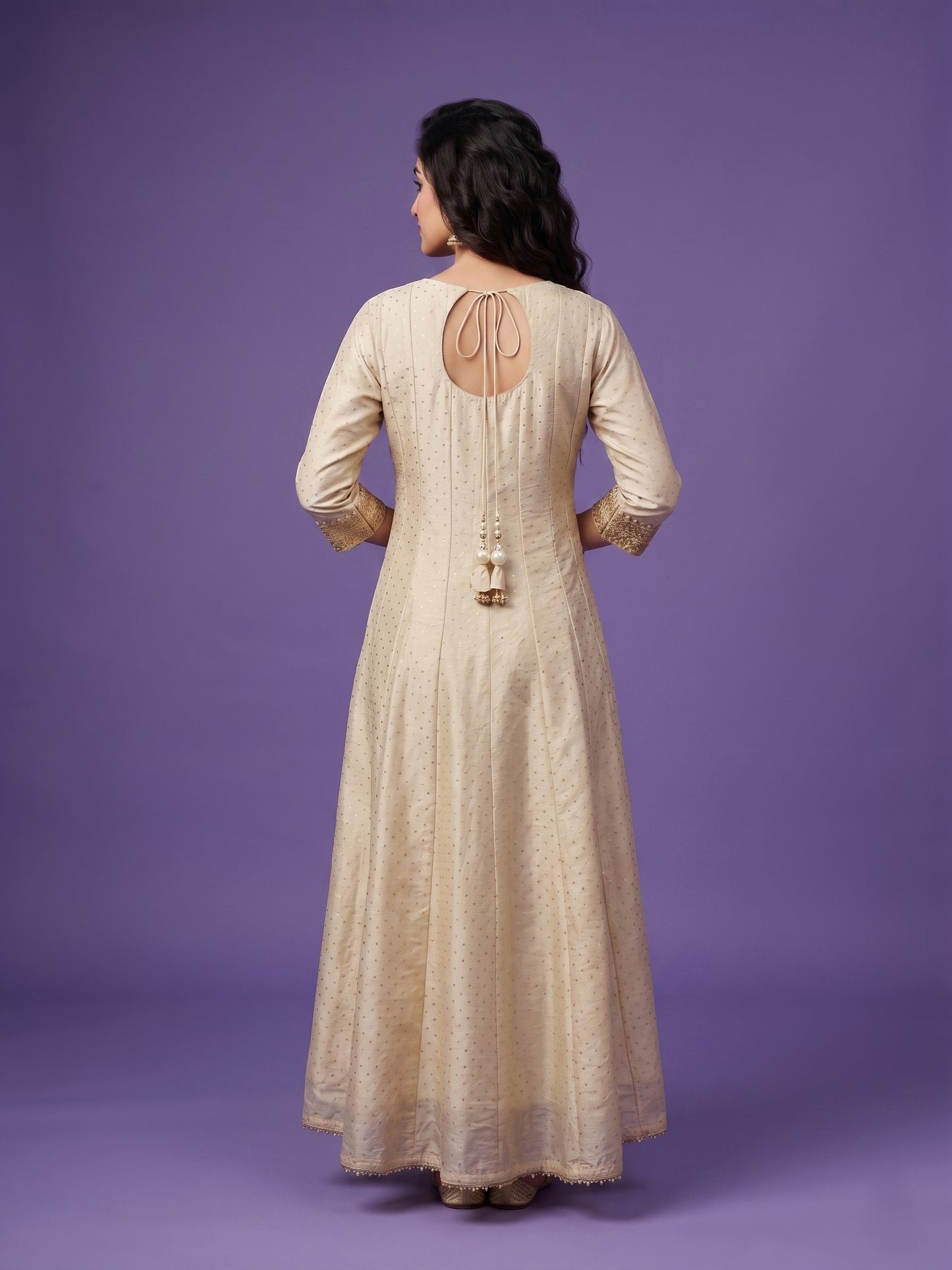 Shimmer Embroidered Anarkali Gown With Jacquard Dupatta