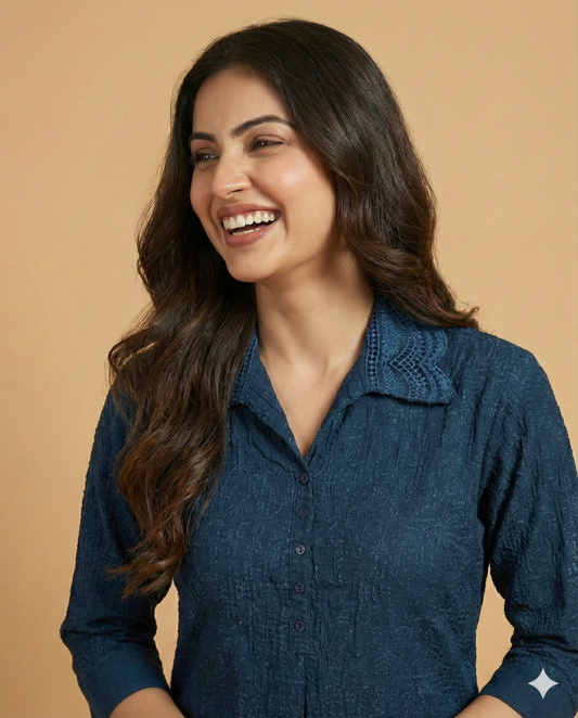 Blue Collard Cotton Cord Set