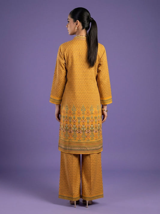 Yellow Deep V Neck Cotton Cord Set