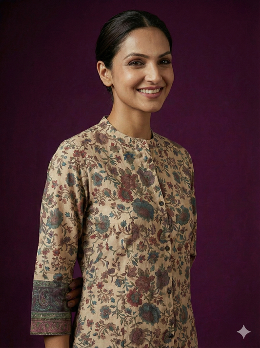 Ivory Mandarin Cotton Kurta