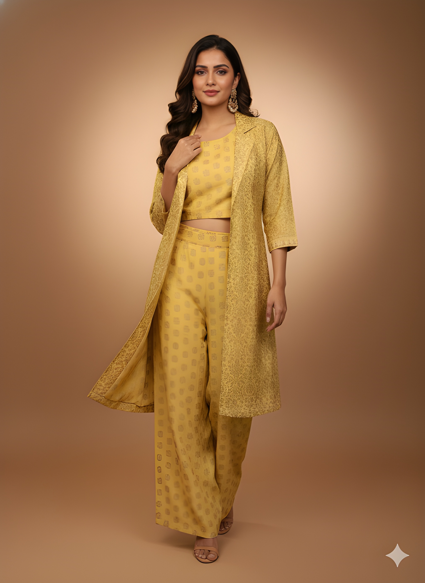 Yellow Collard Silk 3PCS Set