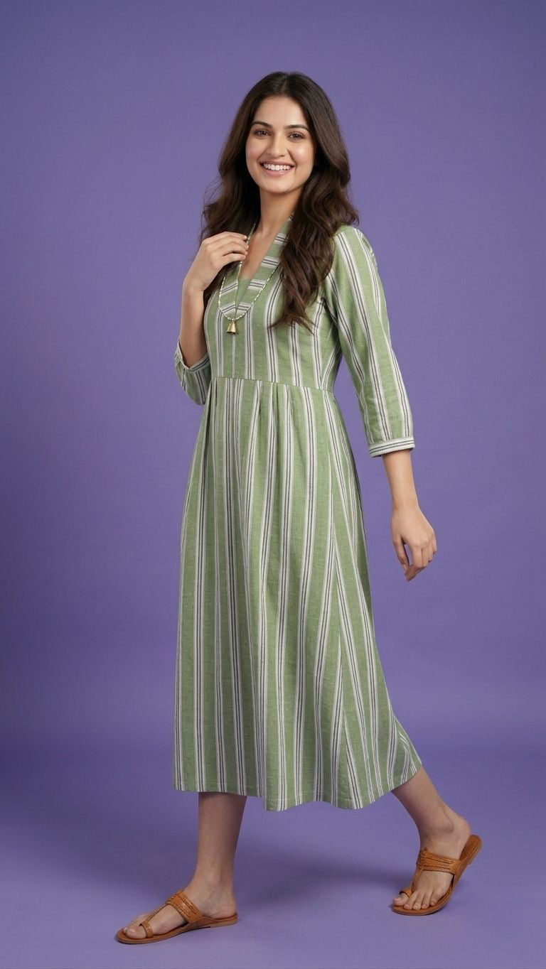 Striped Dress - 100% Woven Cotton