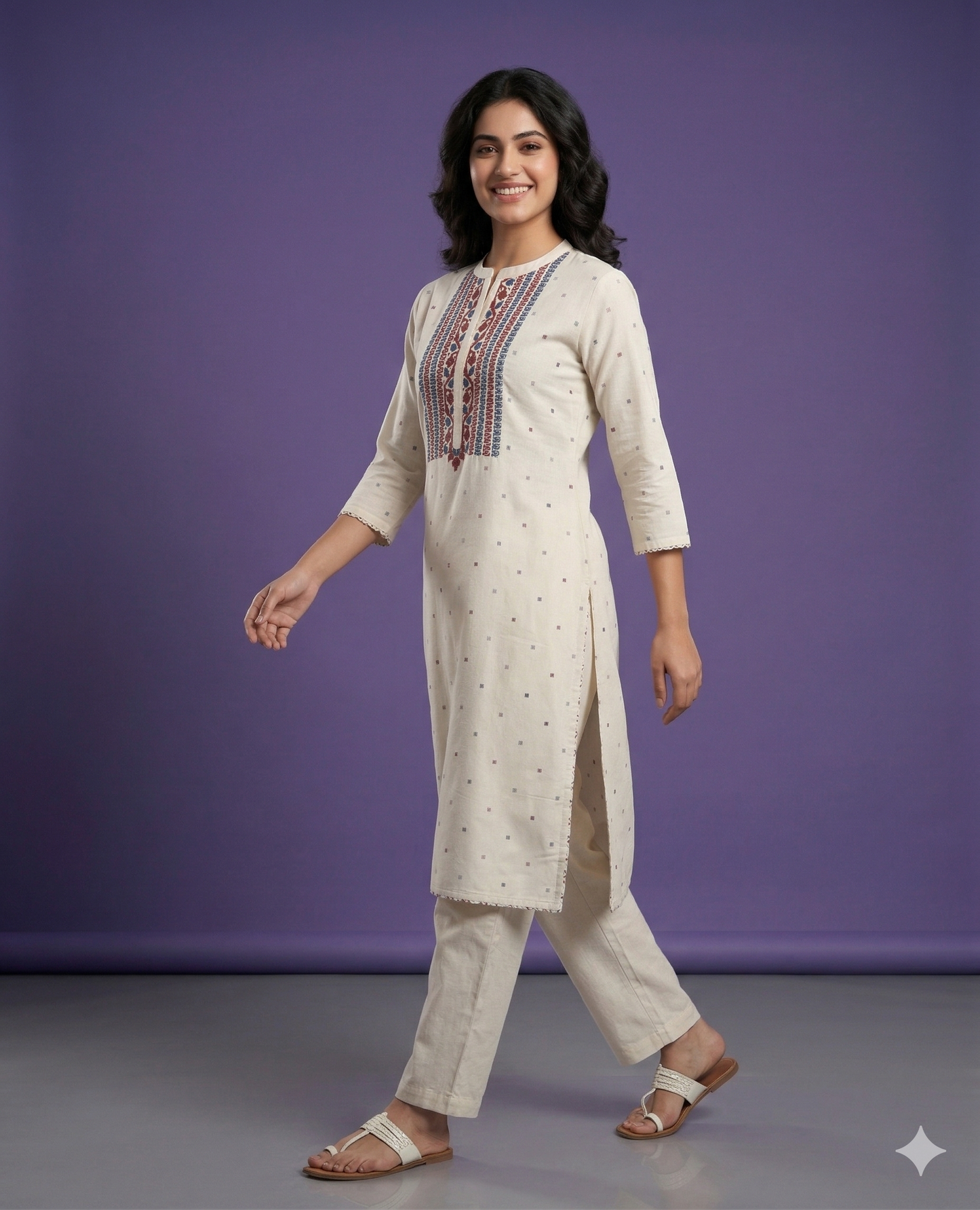 Ivory Mandarin Cotton Kurta