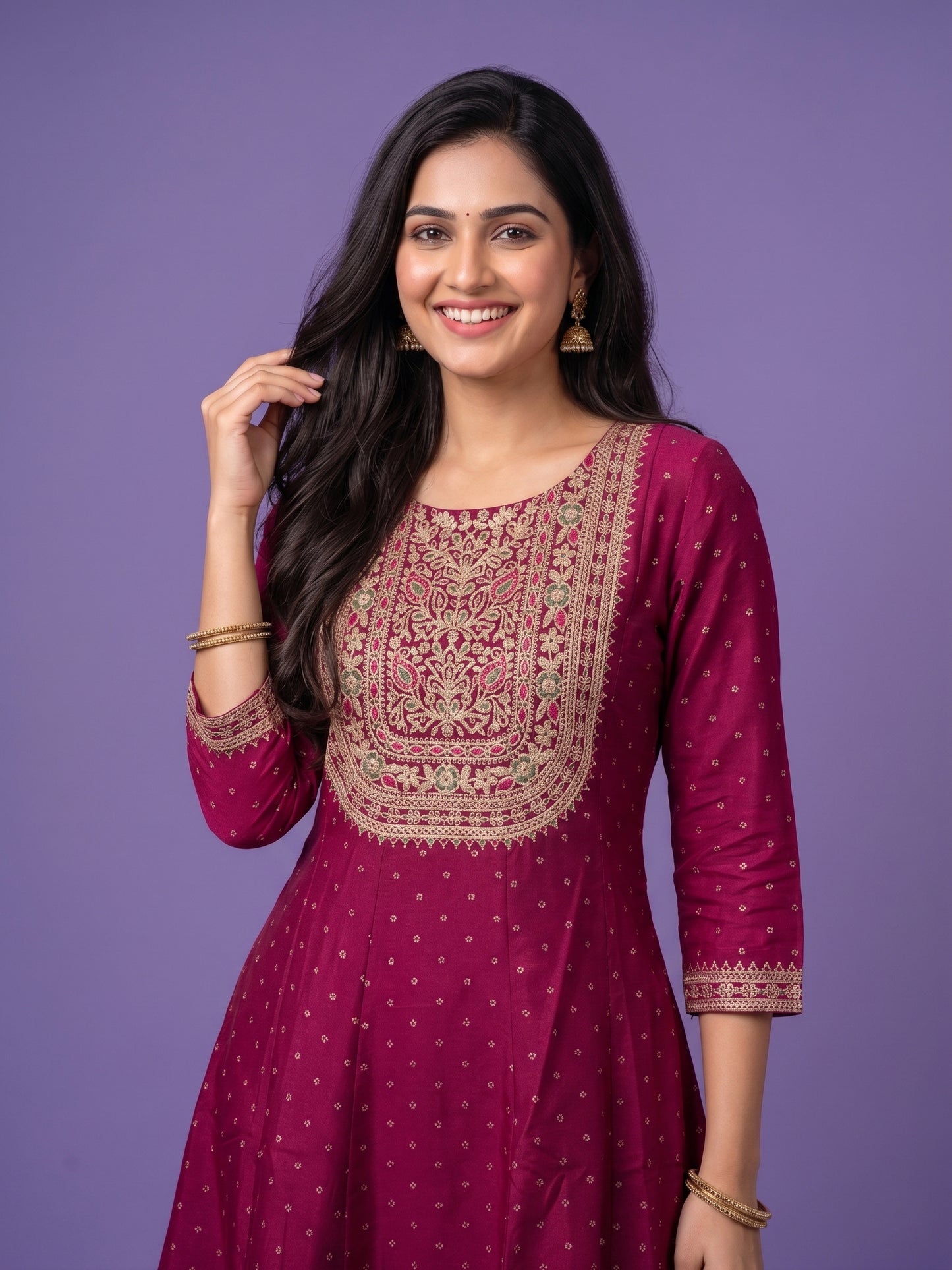 Pink Round V Neck Slik Gown