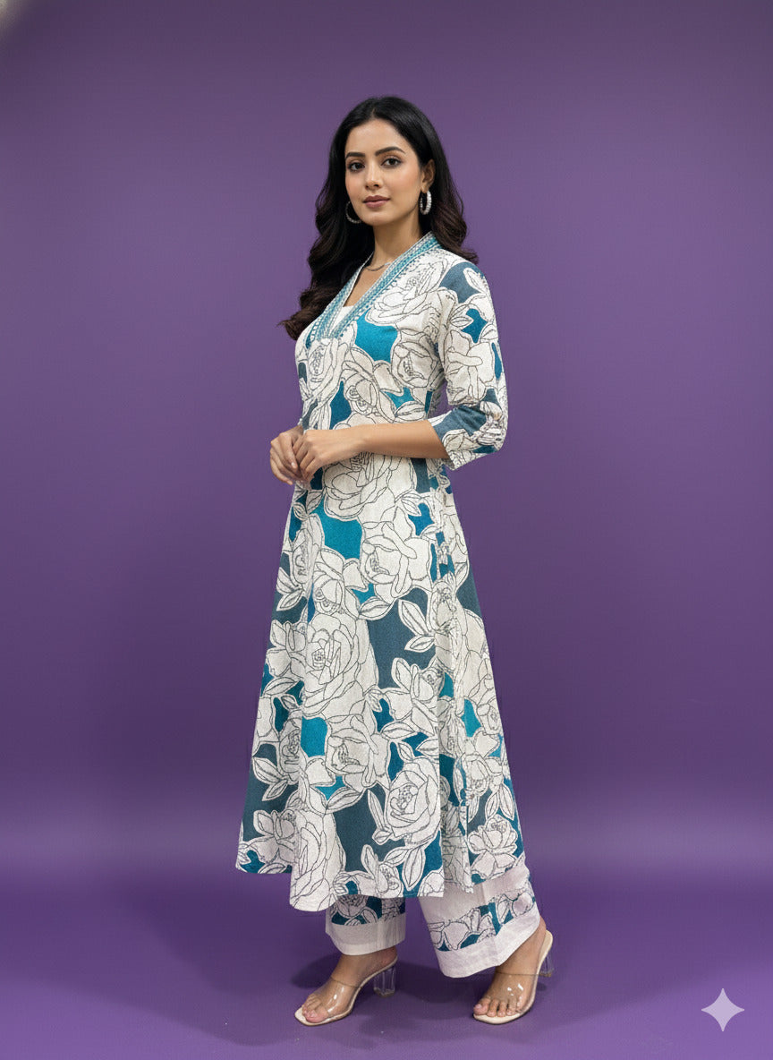 Ivory Deep-V Cotton Cord Set