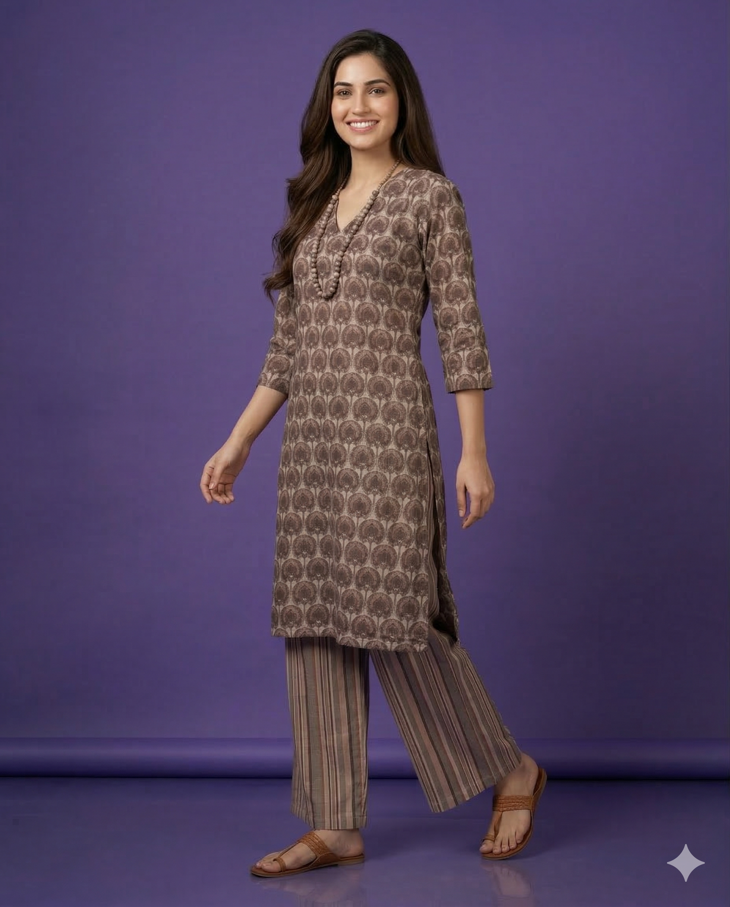 Beige Glass Neck Cotton Cord Set