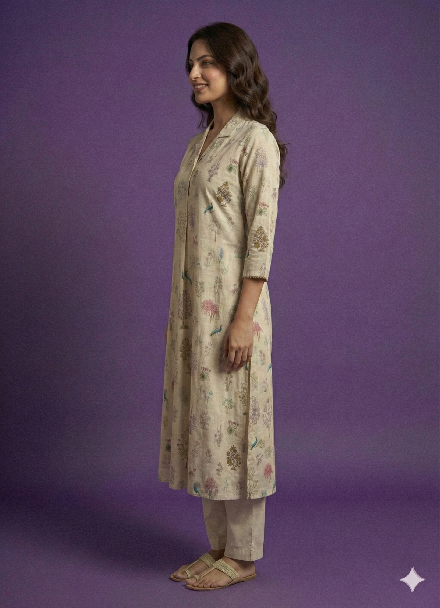 Ivory Collard Cotton Kurta