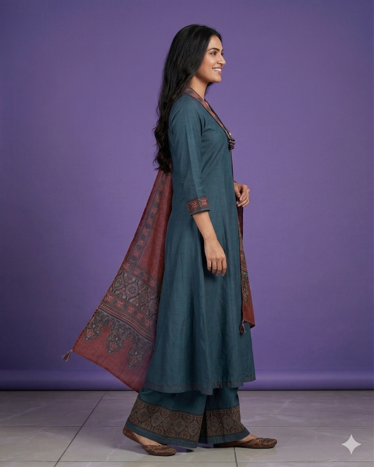 Suit Set with Neckless - Slub Silk