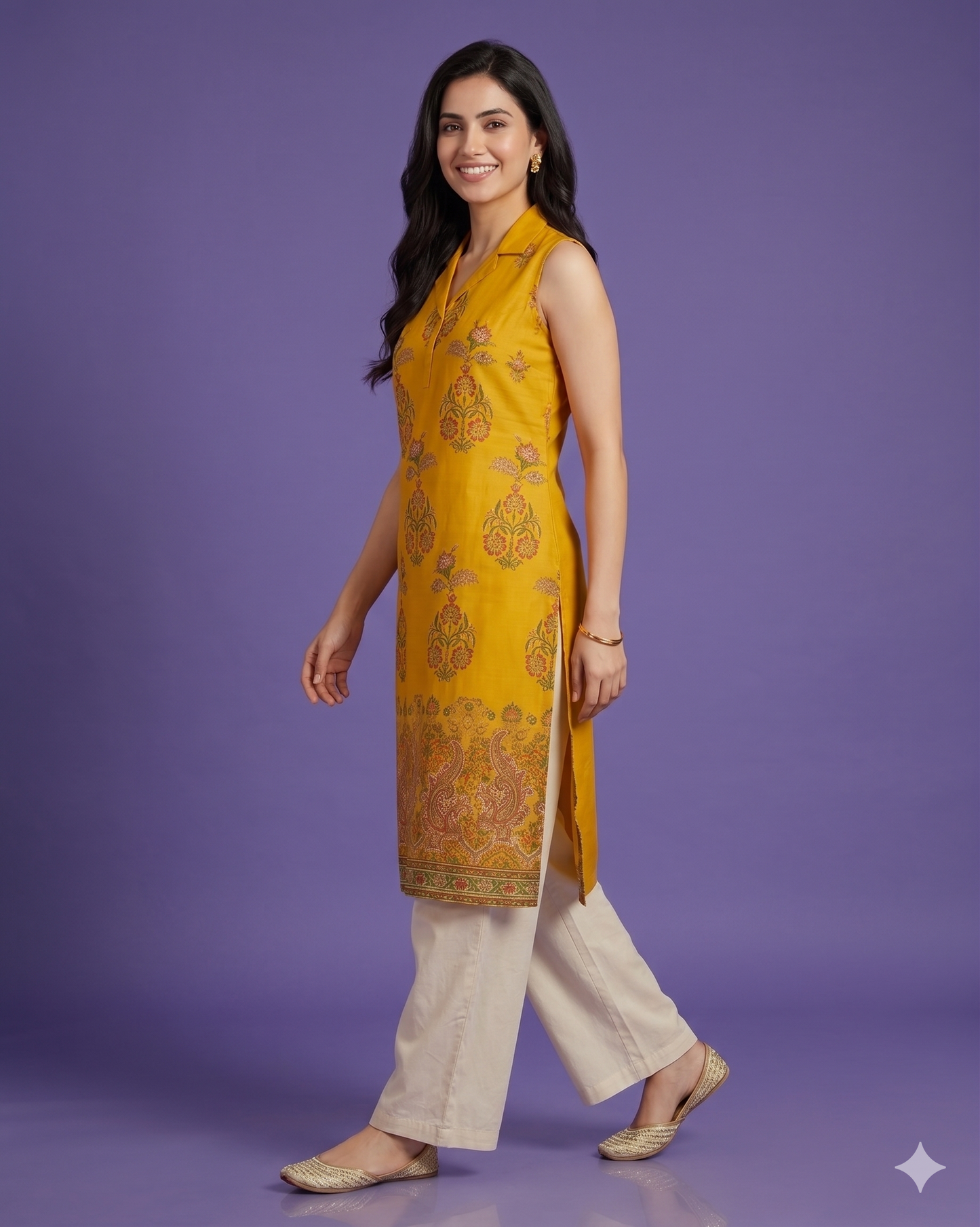 Yellow Collard Silk Cord Set