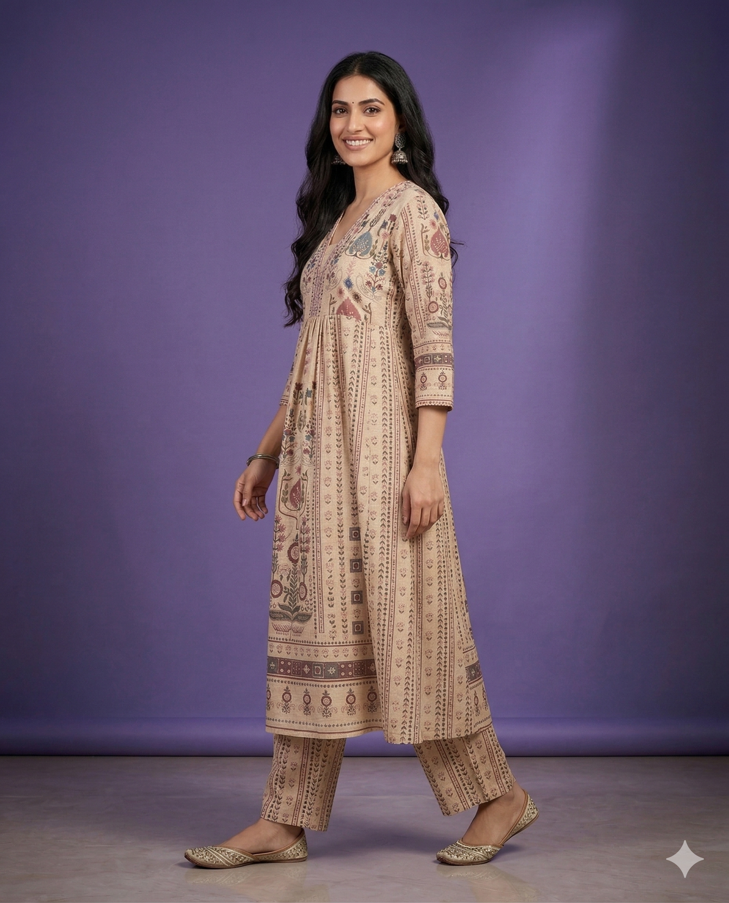 Ivory Deep-V Cotton Kurta