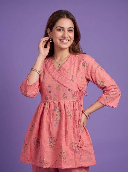 Angrakha Style Top with Pant Cord set