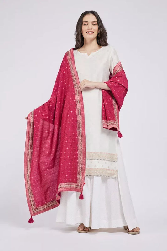 Span Magenta Silk Festive Dupatta