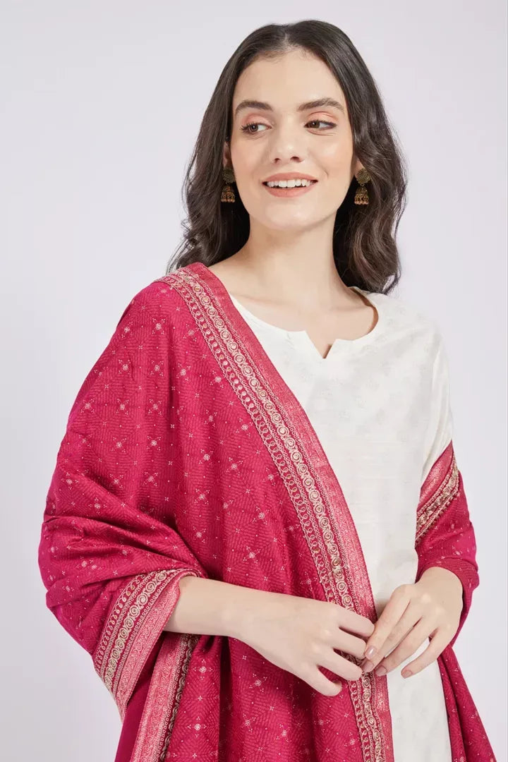 Span Magenta Silk Festive Dupatta