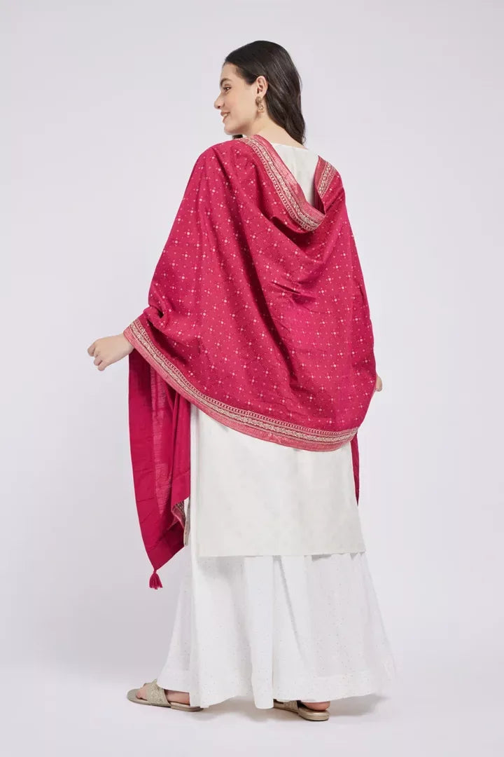 Span Magenta Silk Festive Dupatta