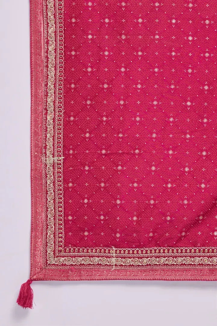Span Magenta Silk Festive Dupatta