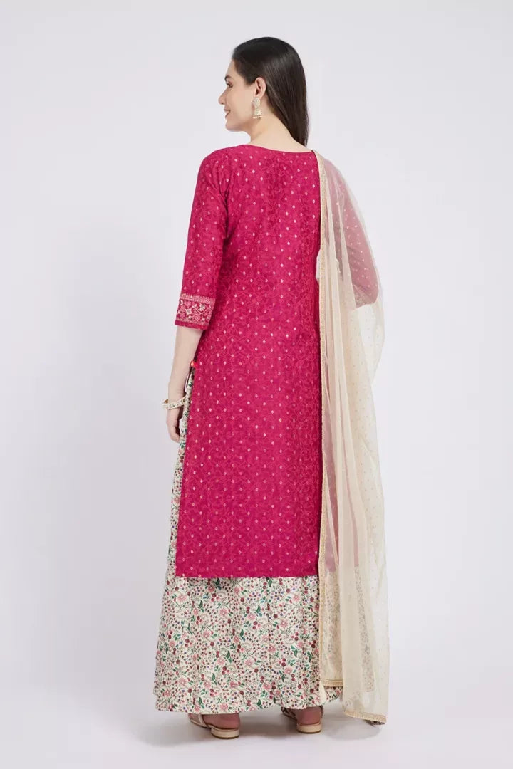 Span Viva Magenta & Ivory Silk 3PCS Set