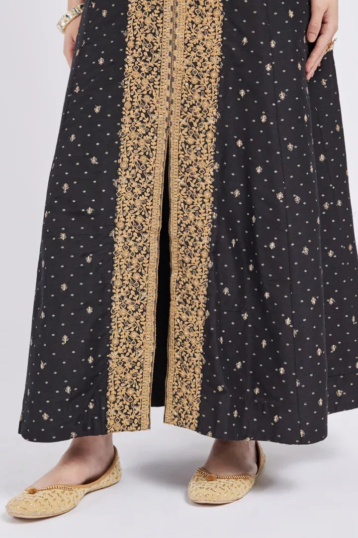 Span Black & Gold Silk Kurta