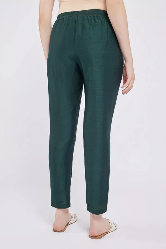 Span Oxford Green Silk Straight Pant