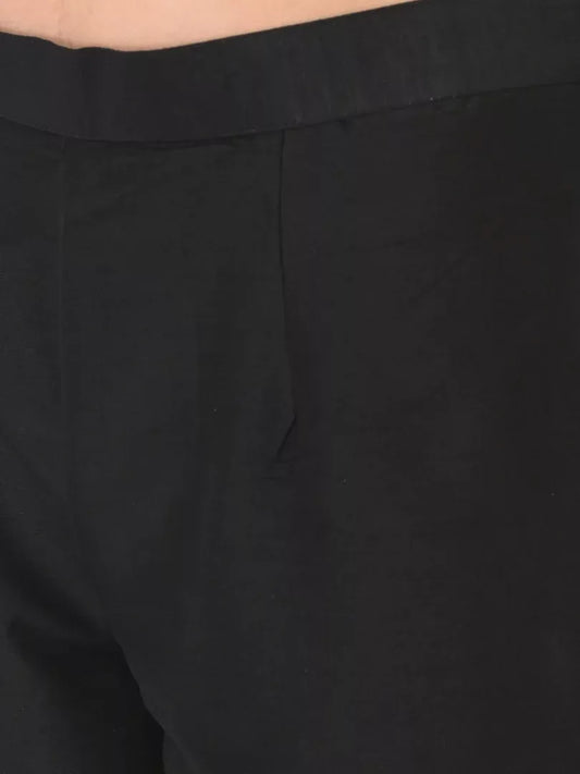 Span Black Silk Straight Pant