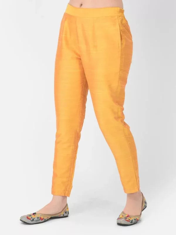 Span Yellow Silk Straight Pant