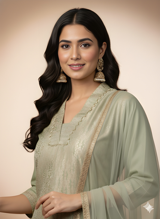 Green Deep-V Rayon Cord Set