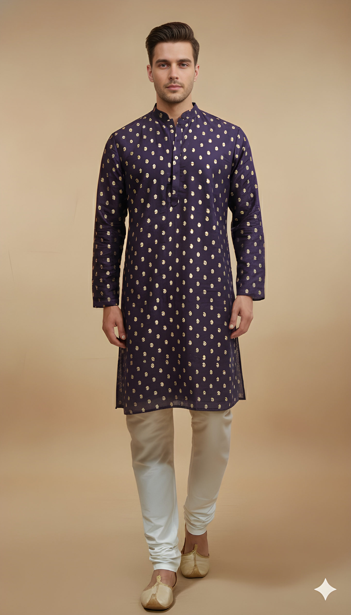 Purple Mandarin Viscose Kurta