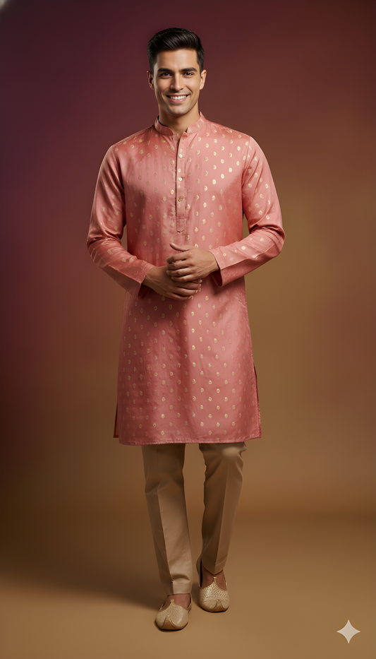 Pink Mandarin Viscose Kurta