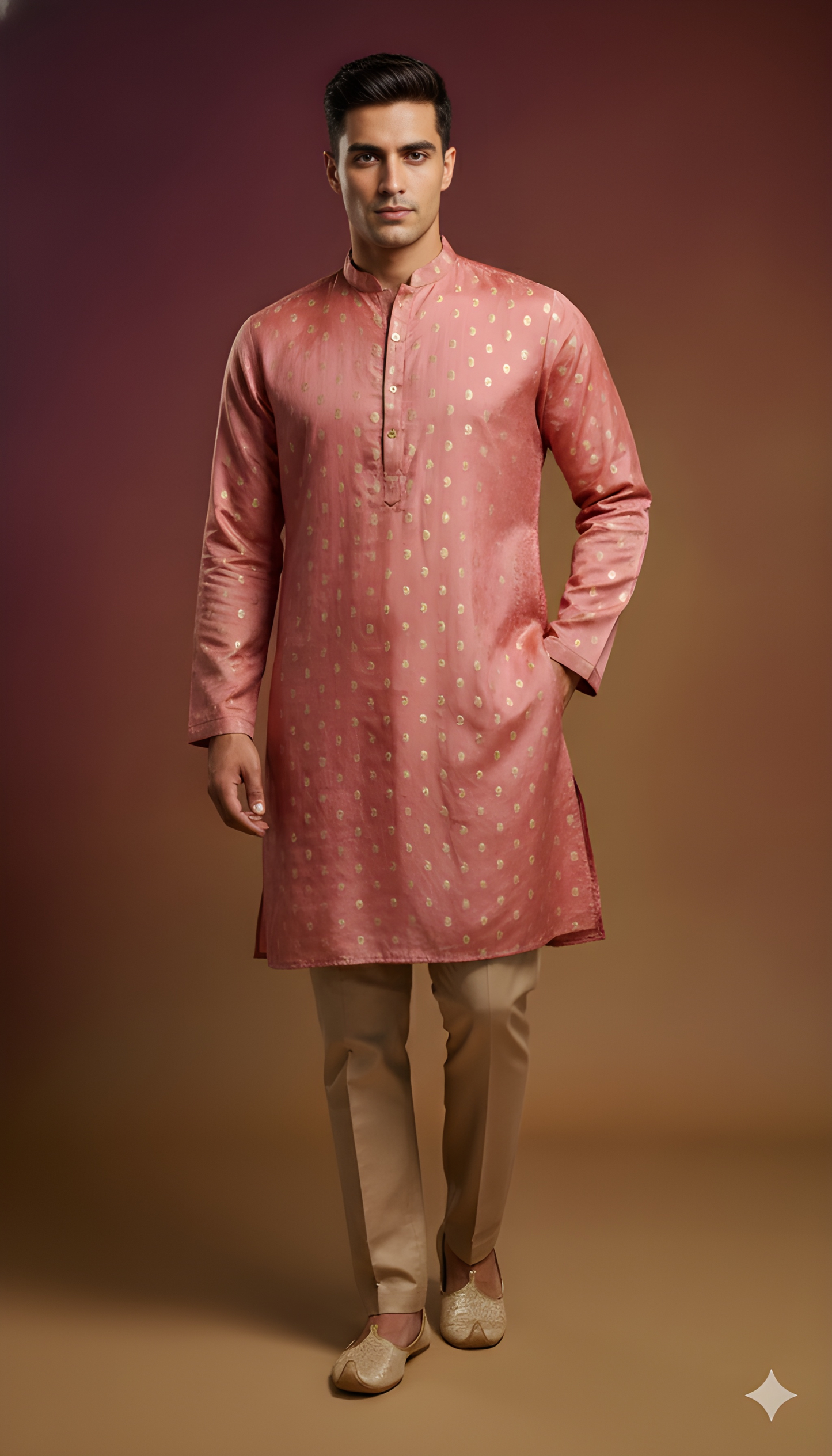 Pink Mandarin Viscose Kurta