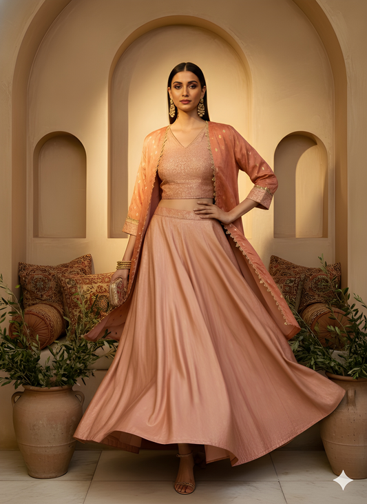 Pink V Neck Viscose 3PCS Set