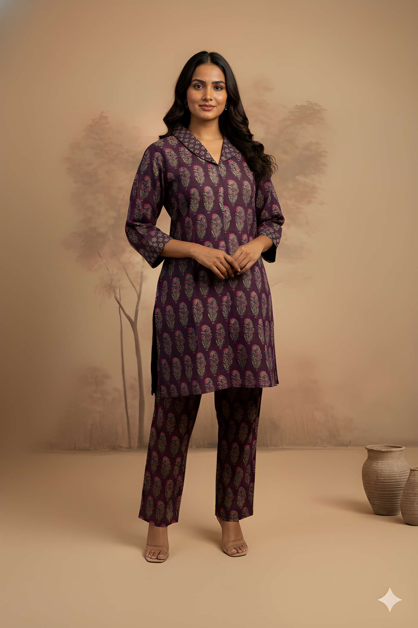 Purple Collard Silk Cord Set