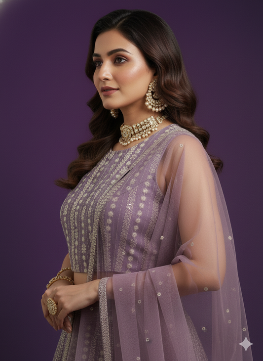 Pink Round Neck Silk 3PCS Set