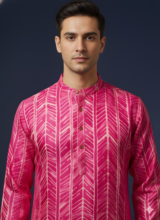Pink Mandarin Cotton Kurta